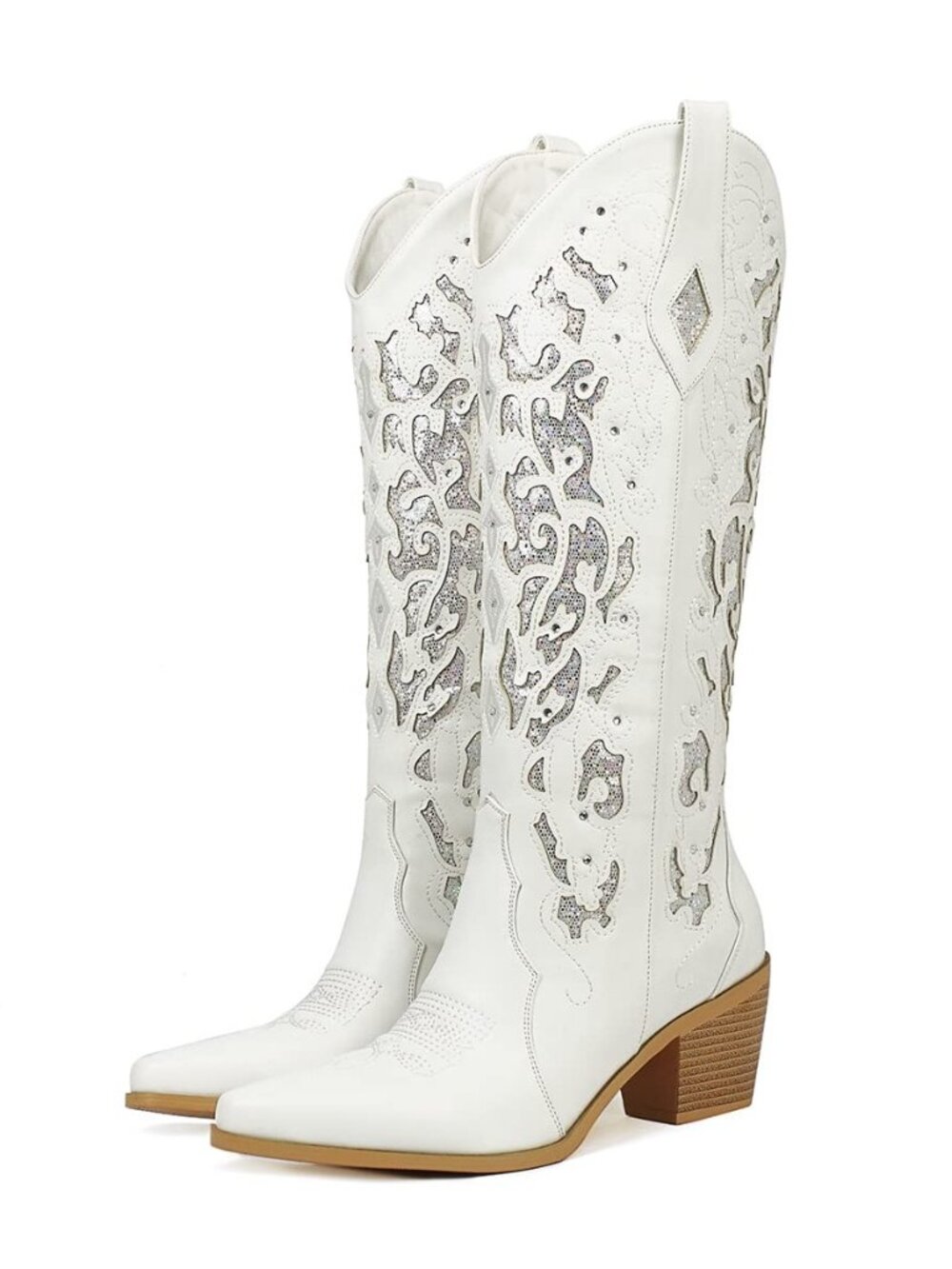 Glitter Rhinestone Cowboy Boots for Women Wedding Boots